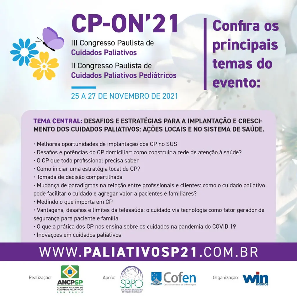 CP ON' 2021 III Congresso Paulista de Cuidados Paliativos e II Congresso Paulista de Cuidados Paliativos Pediátricos